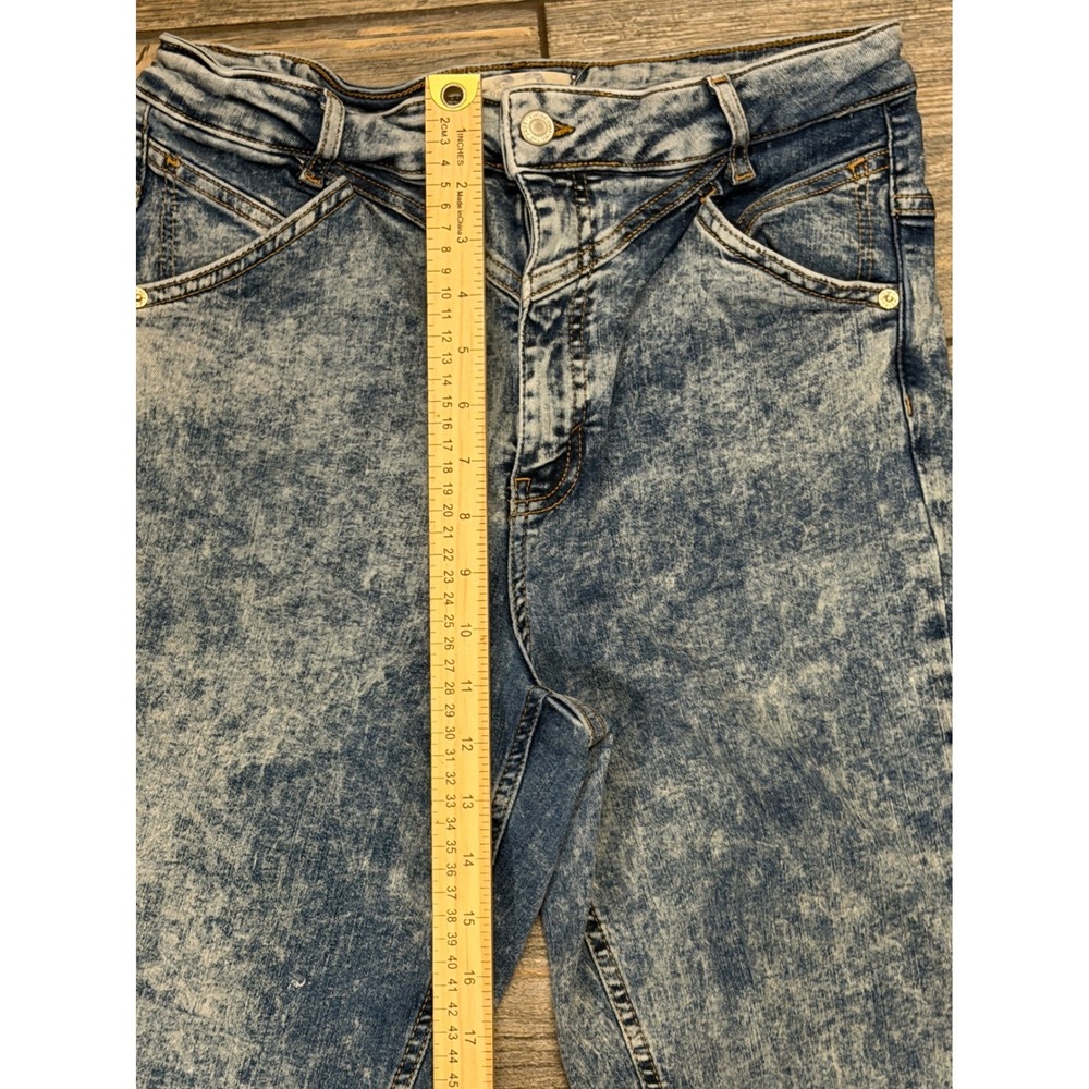 Free People We the Free Riley Seamed Skinny Denim Jeans Acid Wash High Waist 32 - Picture 7 of 11